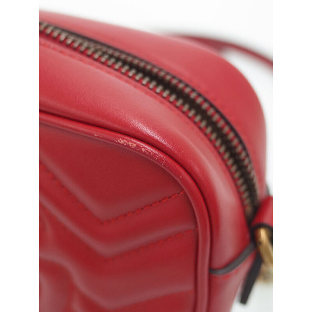 Gucci Quilted GG Marmont Shoulder Bag Red - Picture 5 of 9